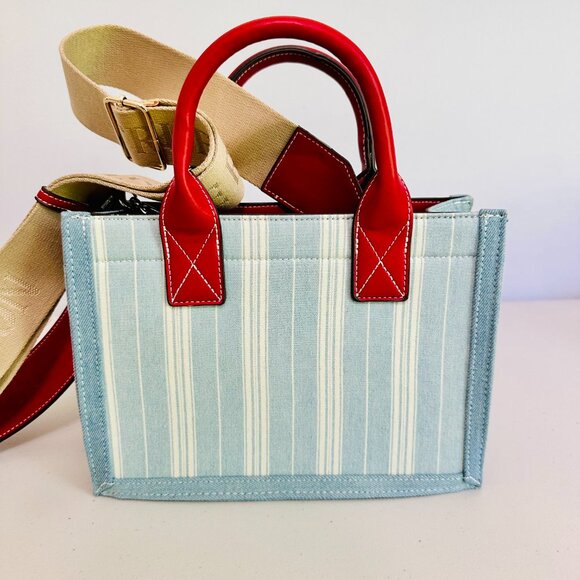 TRUE RELIGION BRAND JEANS DENIM STRIPE CROSSBODY SATCHEL BAG - Picture 5 of 12